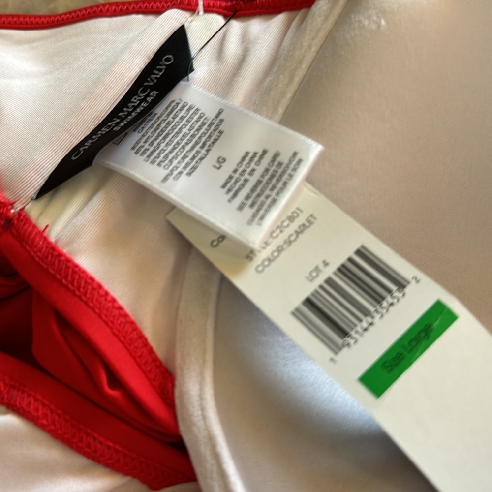 NWT Carmen Marc Valvo Swim Sense Red Scarlet Wrap Top - Picture 8 of 9